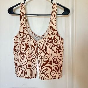 Rhythm Brown and Cream Swirl Crop Top